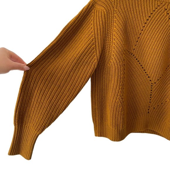 ❌sold❌ Aritzia Wilfred Free 100% Merino Wool Serment Crop Knit Brown Sweater Med - Picture 5 of 8